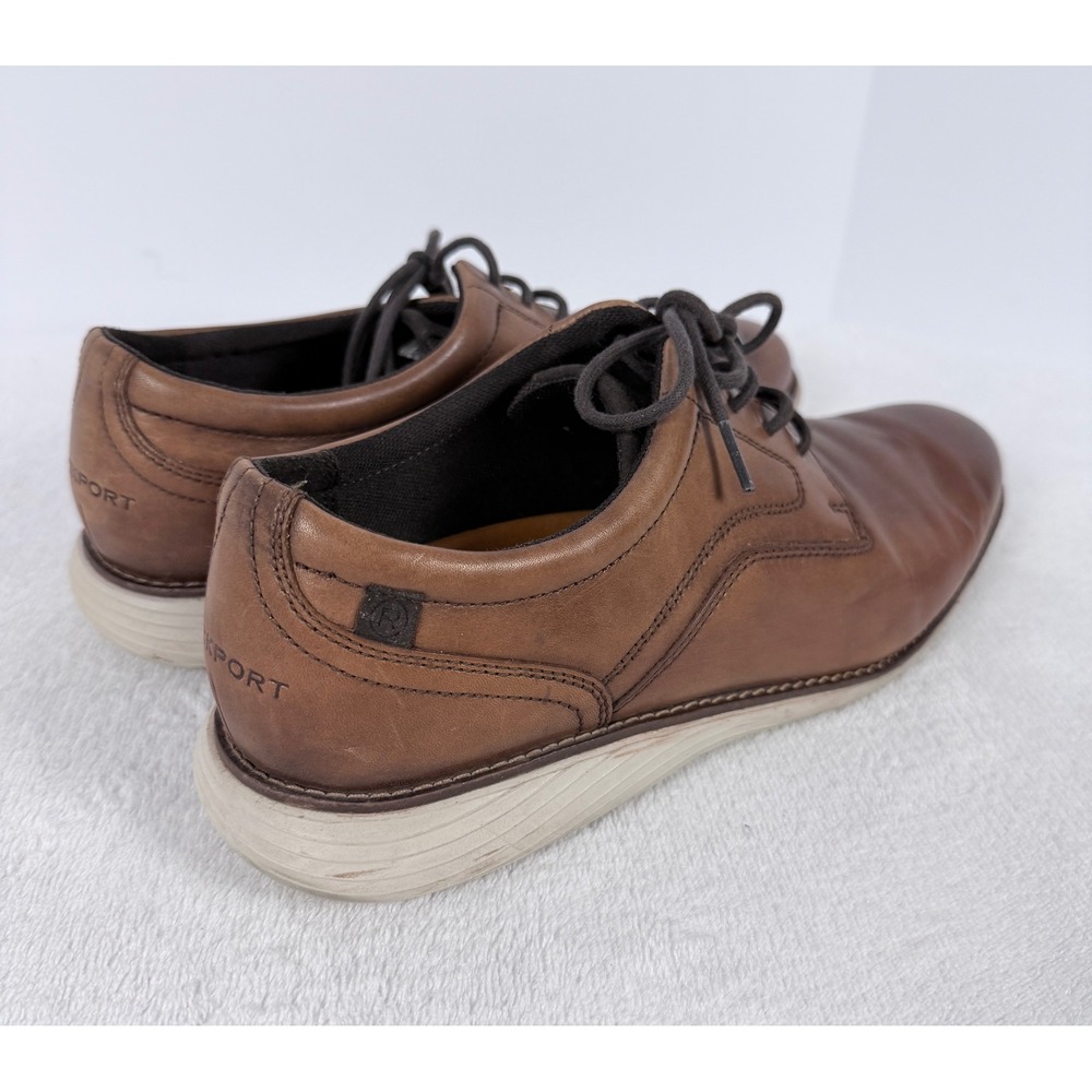 Rockport Total Motion Sport Dress Plain Toe Oxford Brown Leather Mens Shoes - Picture 4 of 6